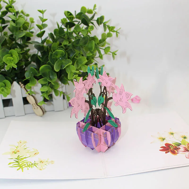  3D Handmade Color Printed Perfume Lily Valentine's Day Paper Invitation Greeting Cards Father's Mot - 33005925924