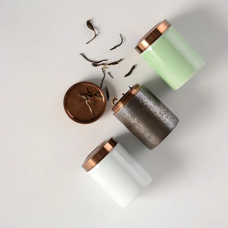 Tin Cover Mini Ceramic Tea Container Fresh-keeping Sealed Coffee Powder Cans Caddy Storage Box Portable Travel Tea Bag Organizer Tin Cover Mini Ceramic Tea Container Fresh-keeping Sealed Coffee Powder Cans Caddy Storage Box Portable Travel Tea Bag Organizer