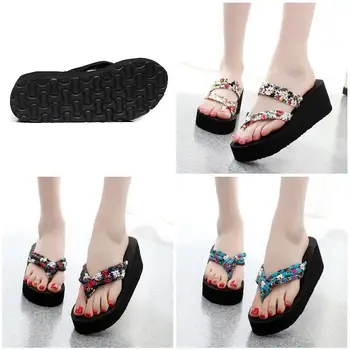

2019 Fashion Droppshiping Summer Women Flip Flops Slippers High Heel Platform Wedge Thick Beach Casual Thong Sandals Shoes dg88
