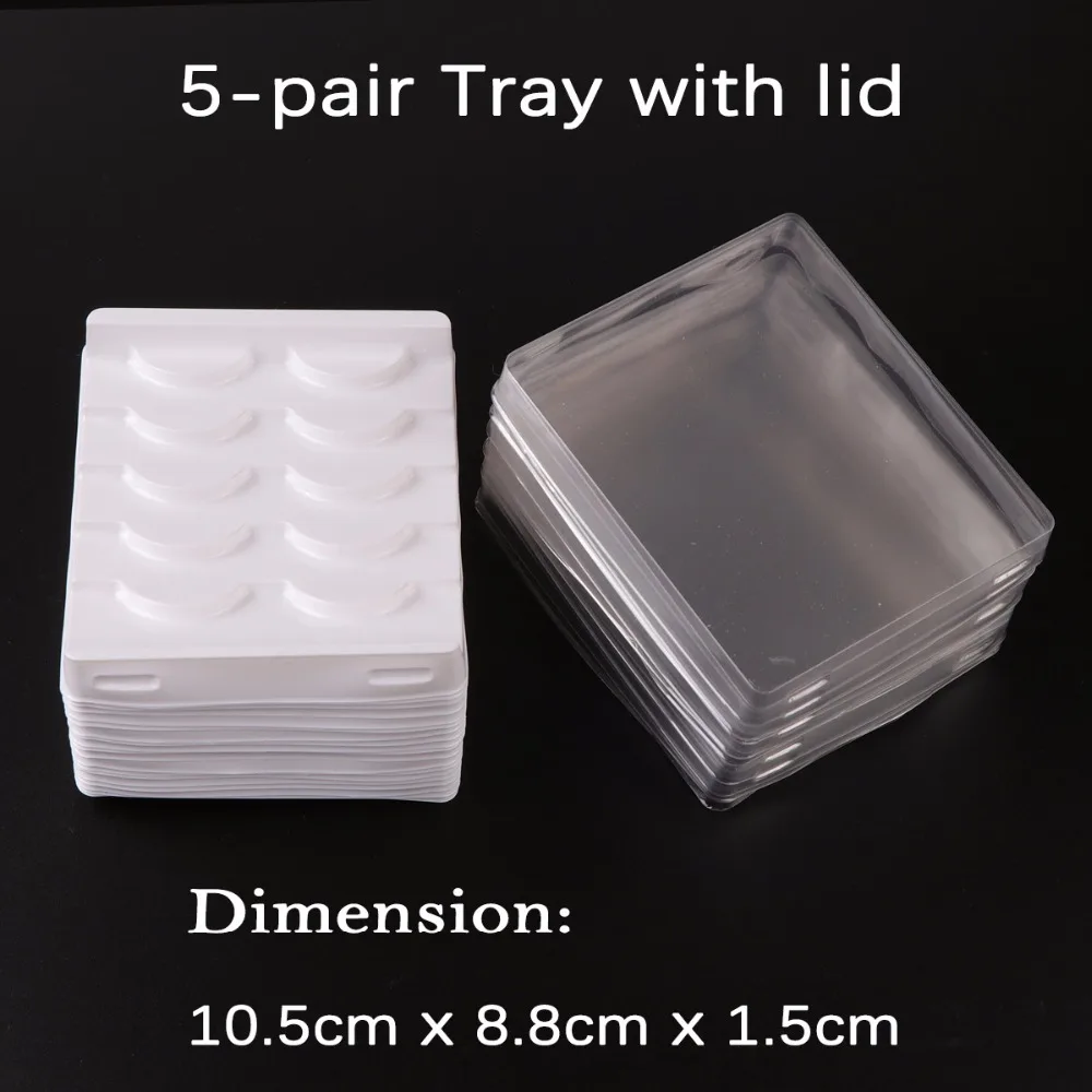 

5-pair Eyelash Case (White Tray with Clear Cover) Professional Lashes Container Offer Stamping Label Service