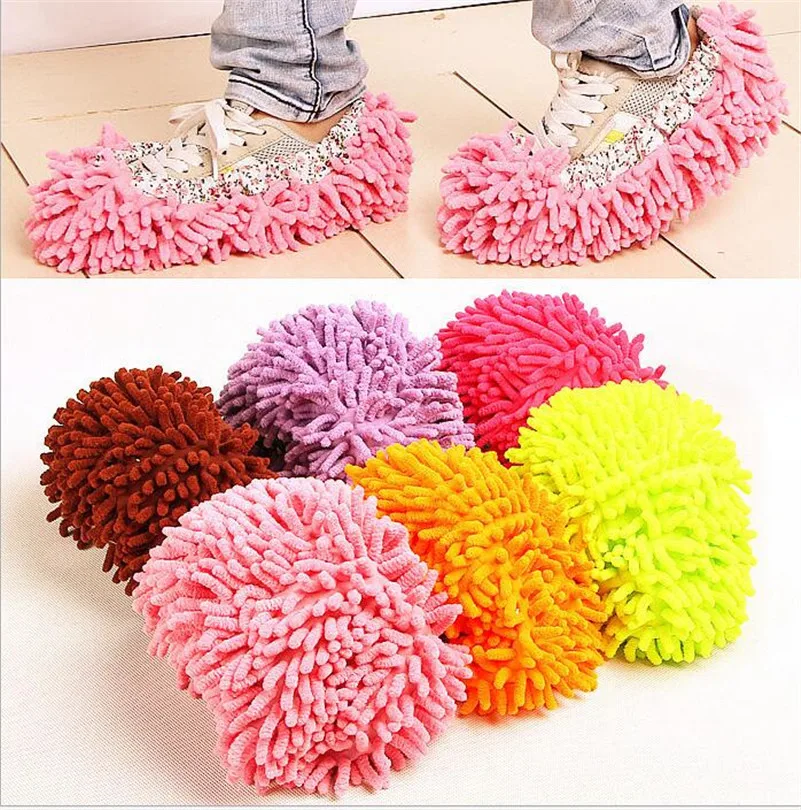 1pcs Bathroom Floor Shoes Covers Top Fashion Special Offer Polyester Solid Dust Cleaner Cleaning Mop Slipper Cleaner Shoe