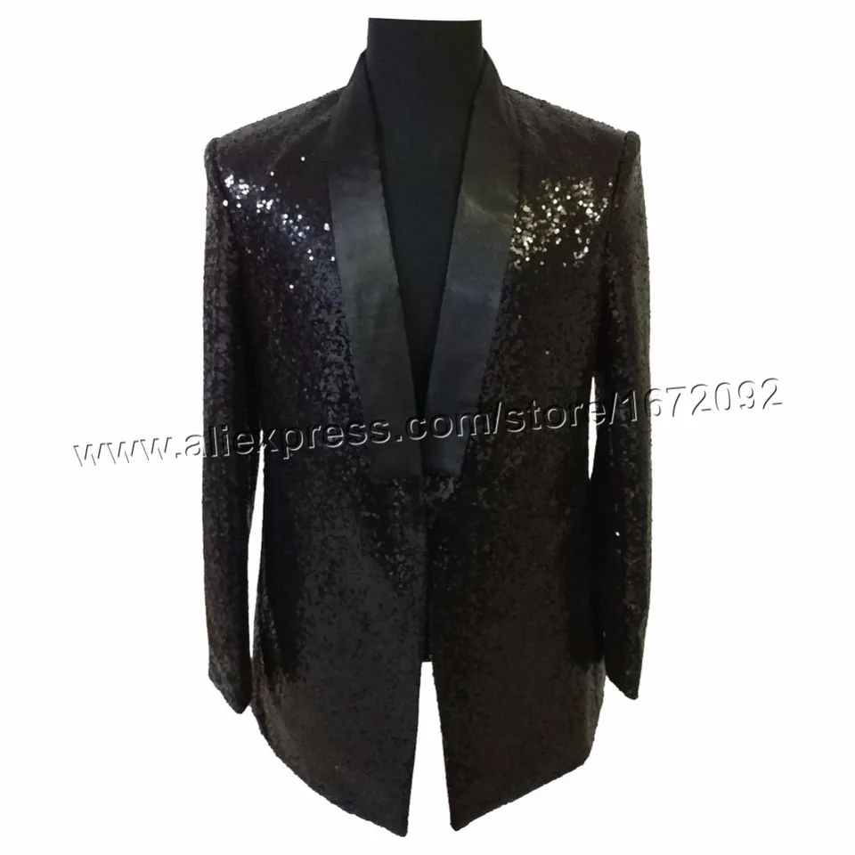 black sequin long jacket