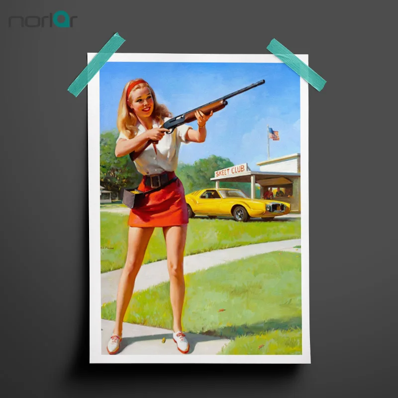 Винтажный Ретро Pin Up девушка сексуальная красота художественный плакат на холсте