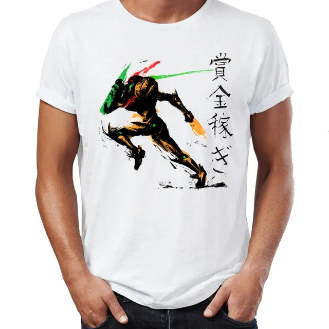 Men's T Shirt Space Bounty Hunter Samus Aran Metroid Awesome Artwork Printed Tee | Мужская одежда