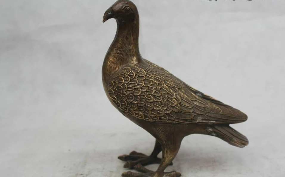 

8"Chinese Folk Pure Bronze excellent Lucky Lifelike beautiful Pigeon Statue