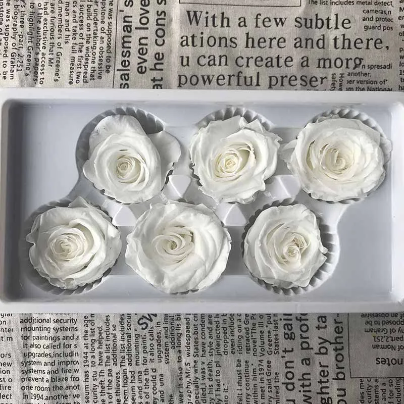 Уровень B сохраненные свежими розовыми цветами бессмертная роза 5-6 см диаметр День матери DIY Свадьба вечная жизнь цветок материал подарок - Цвет: White
