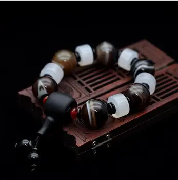 

Original ethnic style men's bracelet Natural old agate boutique bracelets couples this year jade ab34#