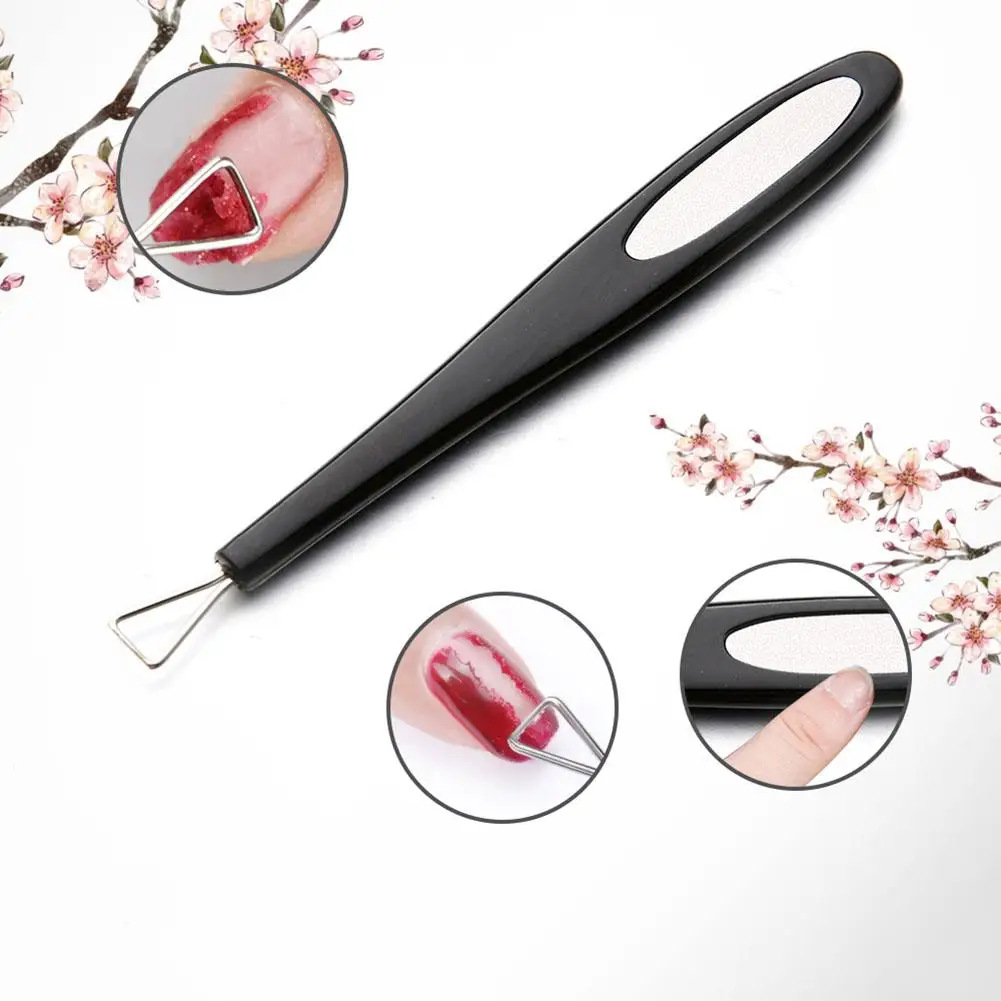 

1Pc Dual Use Triangle UV Gel Polish Remover Pusher Stainless Steel Manicure Nail File Buffing Tool