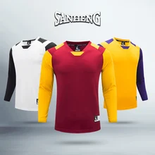 Мужские баскетбольные футболки SANHENG, быстросохнущие футболки с длинным рукавом, дышащая спортивная одежда, баскетбольные майки на заказ S217601