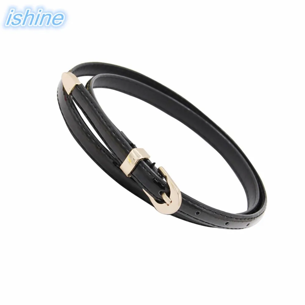 

2018 New Arrival Cheap Women Narrow Thin Skinny Waist Belt Faux Leather Waistband Black Red Gold