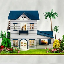 13015 дом для праздников Деревянные Кукольный дом 3d вилла ручной работы куклы DIY Дом миниатюрный кукольный домик