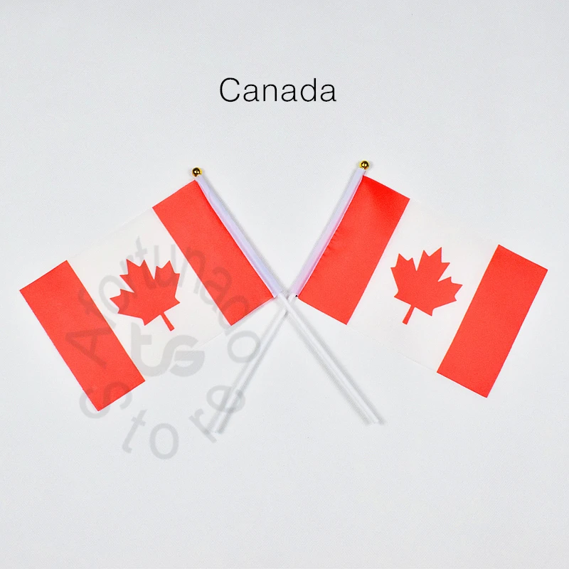 

Canada 14*21cm 10piece flag Banner Free shipping hand waving National flag Home Decoration flag banner