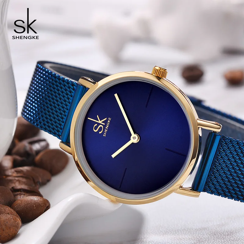 Goede Shengke Originele Horloges Vrouwen Rvs Dames Quartz Horloge Reloj Mujer 2019 SK Luxe Ultra Dunne Wijzerplaat Horloges Voor Vrouwen