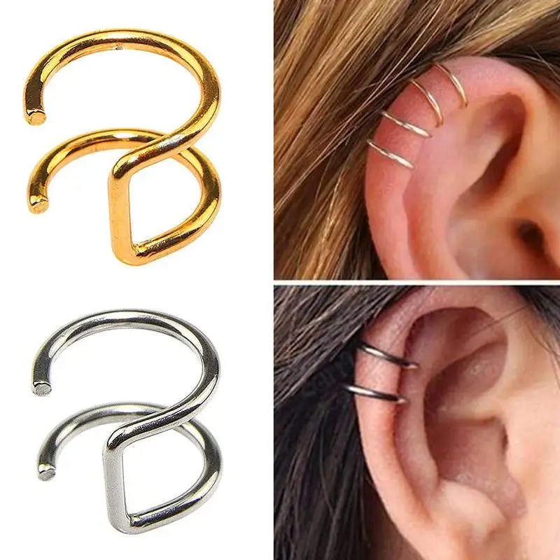 1 Pair Ear Clips Stylish Non-Piercing Clip On Earrings Stainless Steel Ear Clips Earrings Ear Cuffs Jewelry Gift for Men /& Women