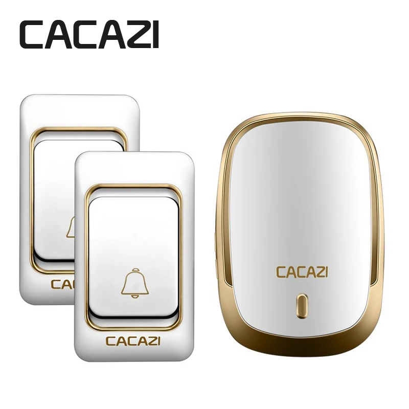 

CACAZI 2 transmitters+1 receiver AC 110-220V DoorBell Waterproof 200m work range Wireless Door bell 36 rings 4 volume door chime