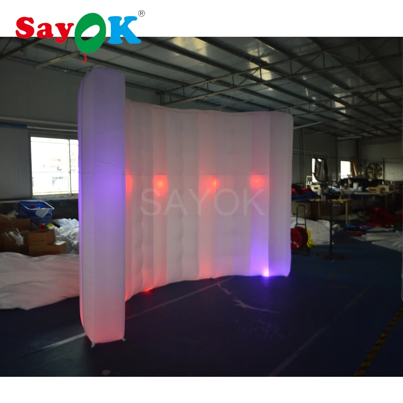 

Wedding party stage led inflatable photo booth wall photo booth backdrop with 16 colors RGB lights