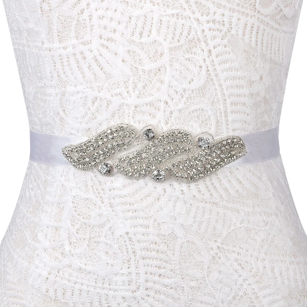 Misaya Flower Lace Belt Satin Rhinestone Wedding Dress Diy