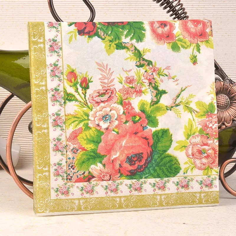 2017 New Fresh Rose Flower Paper Napkin Festive & Party Cafe Tissue