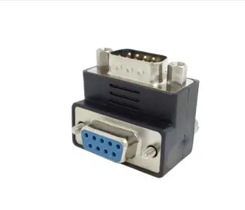 

D-Sub RS232 9Pin Male Screw Nuts Type to Female 9Pin Thumbscrew Type Up Right Angled 90 Degree Extension Adapter Converter