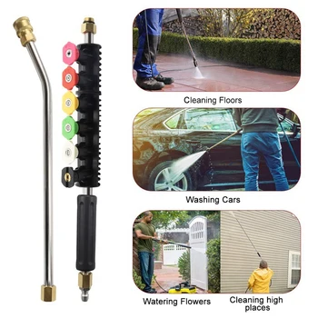 

Pressure Washer Extension Wand Set,Power Washer Lance With 6 Spray Nozzle Tips Design,30 Degrees Curved Rod,1/4 Inch Quick Con