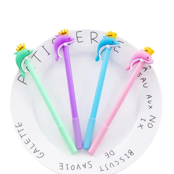 

30pcs/lot Colorful Dolphin with Crown Gel pen 0.5mm Black ink Pen School Students Supplies Fashion Gift for Kids