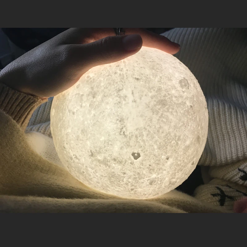 

3D Print Moon Lamp 2 Colour Change Rechargeable LED Night Light Touch Control Portable Table Luminaire For Home Decor Kids Gift