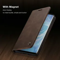 CaseMe Retro Flip Luxury Business Wallet Case for Huawei Mate30Pro (Coffee)