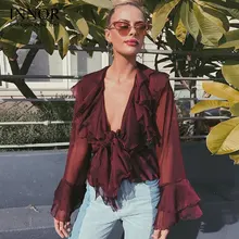 Innor рябая рубашка женские топы Повседневное шифон Свободные плиссированные рубашка с длинным рукавом Мода bluasa