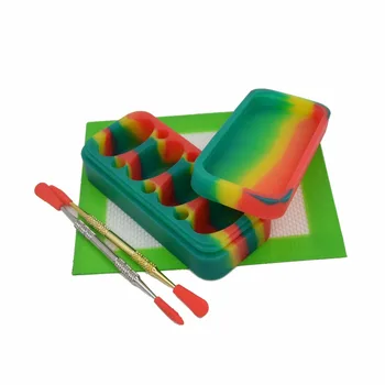 

FDA 4 in 1 Non Stick Silicone oil concentrate Container Dab wax Jar+2pcs Bho Dabber Carving Dab tool+ Silicone pad Dab wax mat
