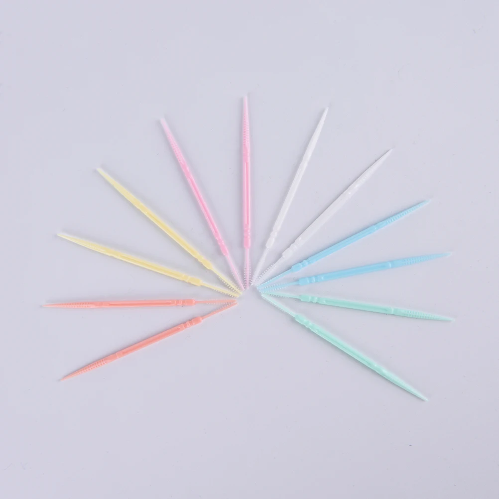 Ecofriendly 100 Pcs Pack Disposable 2way Oral Dental Picks Hygienic Plastic Toothpicks For Oral Care - 4