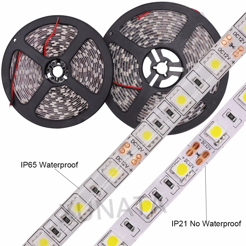

DC12V 5m/lot 60LEDs/m LED Tape Monochrome RGBW RGBWW Flexible Waterproof 5050 LED Strip IP20 IP65 Led Light Strip Tiras Led