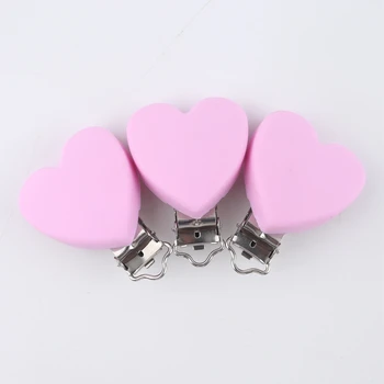 

1pc Bite Bites Silicone Teething Heart Shape Clip Baby Silicone Teether Chew Pacifier Clip Making DIY Nursing Chain Baby Teether