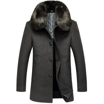 

2017 autumn and winter new listing men jacket business casual jacket warm fur collar men cotton coat M-3XL