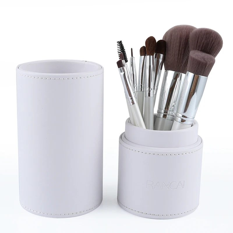 RANCAI – ensemble de pinceaux de maquillage avec cylindre, 10 pièces, pour fond de teint, blush, lèvres, Eyeliner, fard à paupières, mélange de Contour