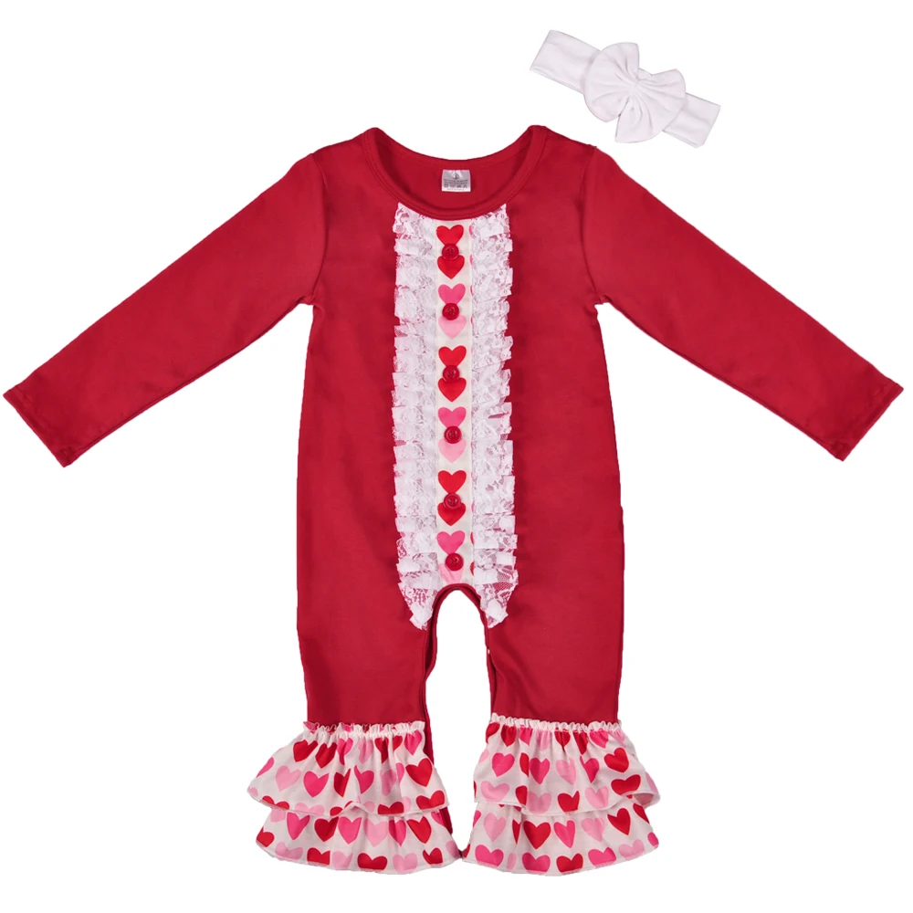 Baby Rompers Girl Valentine's Day 2019 Newborn Love Heart Pattern Spring Romper Baby Girls