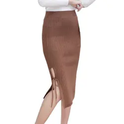 EFINNY Для женщин эластичного трикотажного Высокая талия юбка тонкий Юбки-карандаши женский rretro пикантные юбка с бантом Романтический Jupe