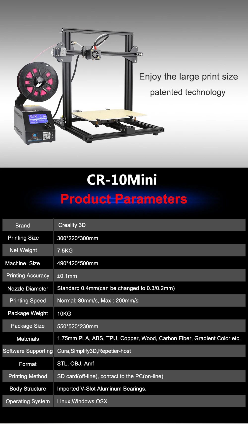 CR-10S 4S 5S/CR-10Mini CR-10 3D-принтеры DIY Kit вариант большого размера двойной Z стержень датчик накаливания/обнаружения резюме Мощность Off Creality 3d