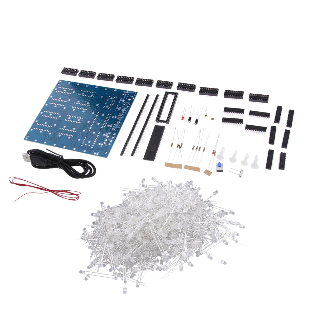 For Arduino 3D8 DIY 8x8x8 LED Cube 3D Light Electronic Soldering Kit Board