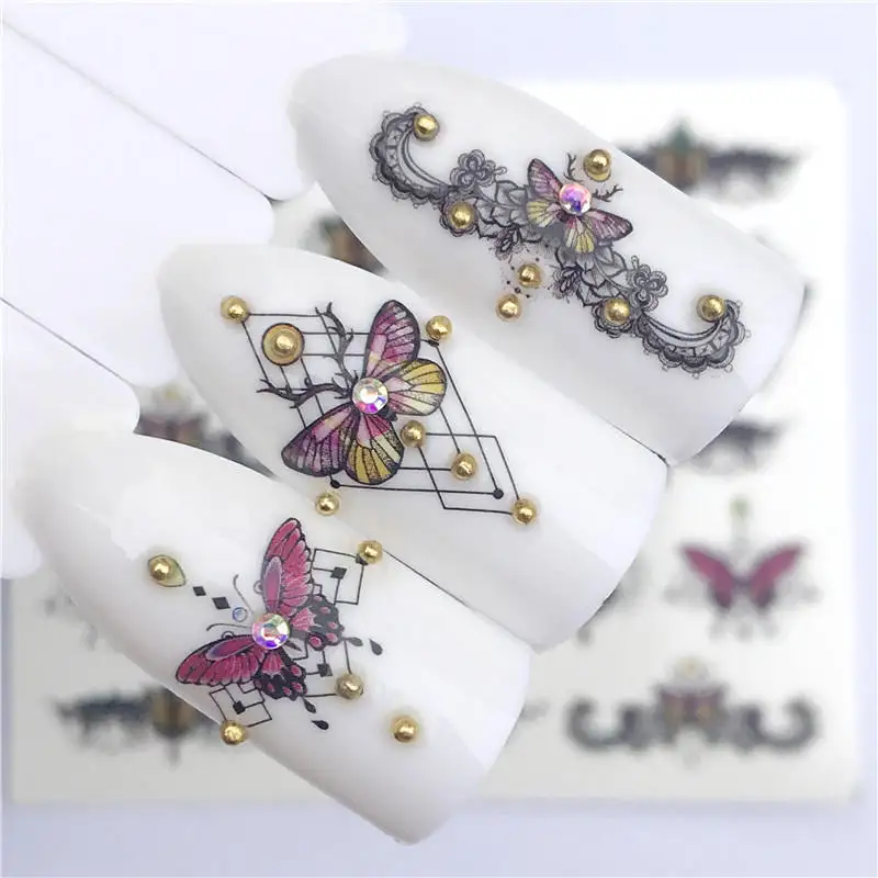 

YZWLE 1 PC Flowers /Easter / Butterfly / Necklace For Nail Art Watermark Tattoo Nail Sticker Water Transfer Decals Decoration