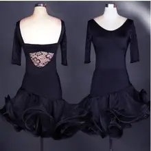 Костюм для латинских танцев, сексуальный кружевной топ с короткими рукавами+ короткая юбка, 2 шт./костюм для женщин, костюм для латинских танцев