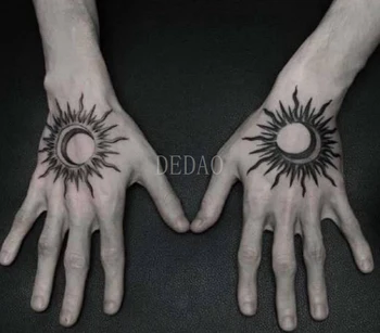 

Waterproof Temporary Fake Tattoo Sticker Sun Moon Back of the Hand Tatto Flash Tatoo Tatouage Tattoos Art For Men Women Girl