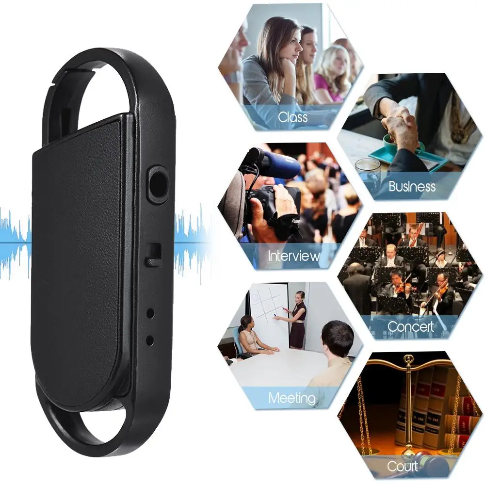 8GB Super Mini Voice Recorder Key Chain Style 192 Hours Recording Portable Sound Audio Pen Professional With MP3 Player Meeting