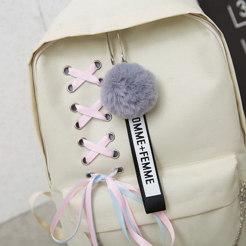 4 unids/set cinta cadena Bowknot carta Mochila de lona viajes mochilas de ocio mochilas para chicas adolescentes de la escuela Bagpack