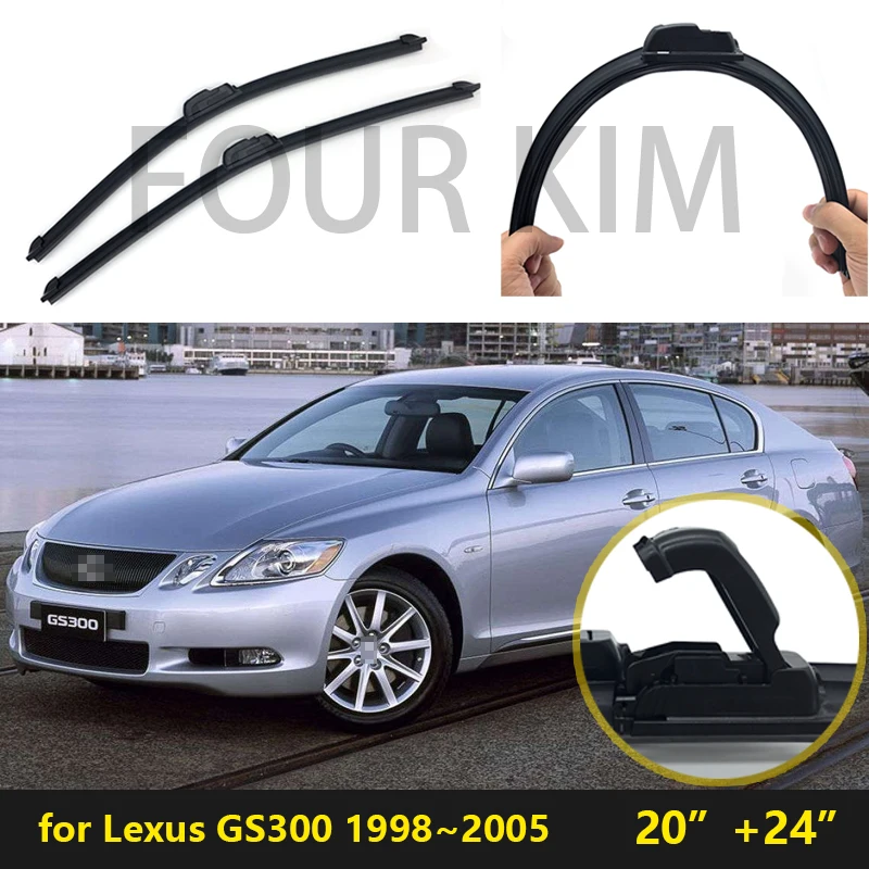 for Lexus GS300 19982005 Universal wiper Car windshield wiper Frameless U J Hook Soft Rubber