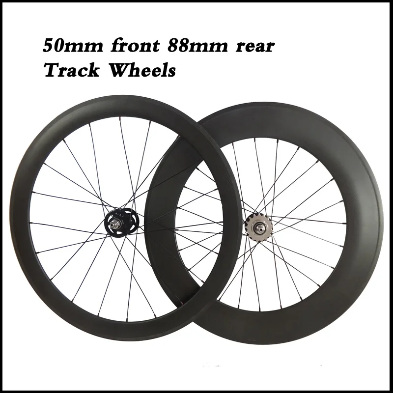 Free Shipping 700C Track Fixed Gear Bike Carbon Wheels 50mm+88mm Clincher Tubular Bicycle Racing Wheelset | Велотовары