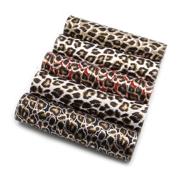 

5pcs/set 20*34cm Leopard Dots Gold Foil Litchi Faux Synthetic Leather Set ,DIY handmade materials for handbag hair bow ,1Yc6481