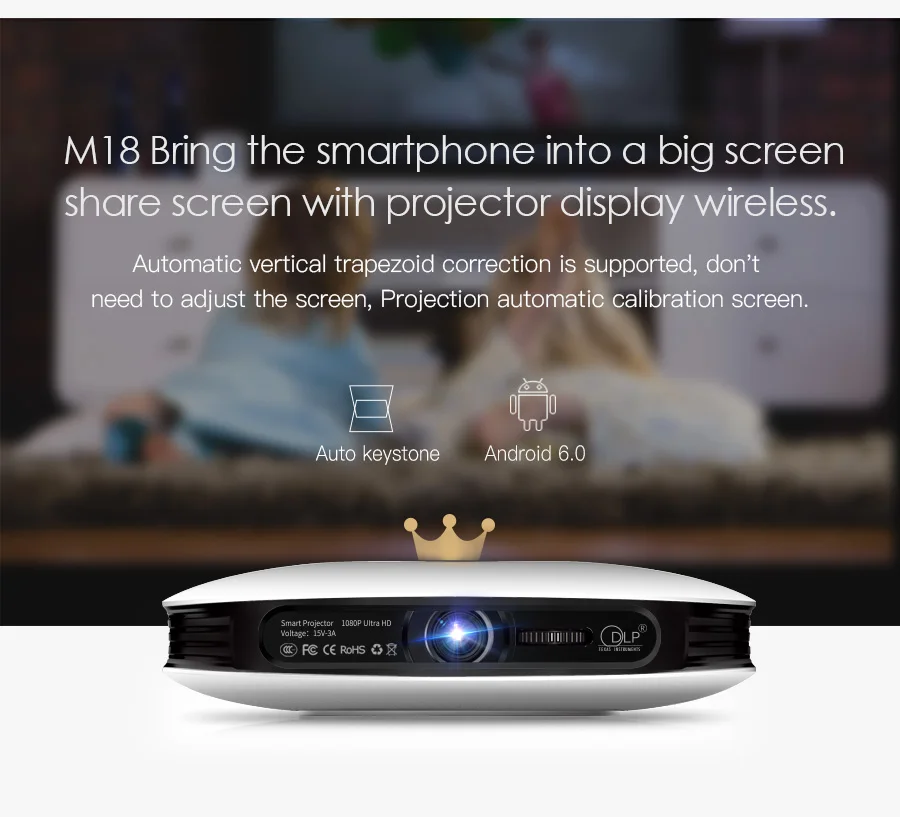 AODIN M18 Mini Projector DLP HD 3D Pocket projector HDMI 1080P 4K LED home theater projector Android 5G WIFI portable projector-10