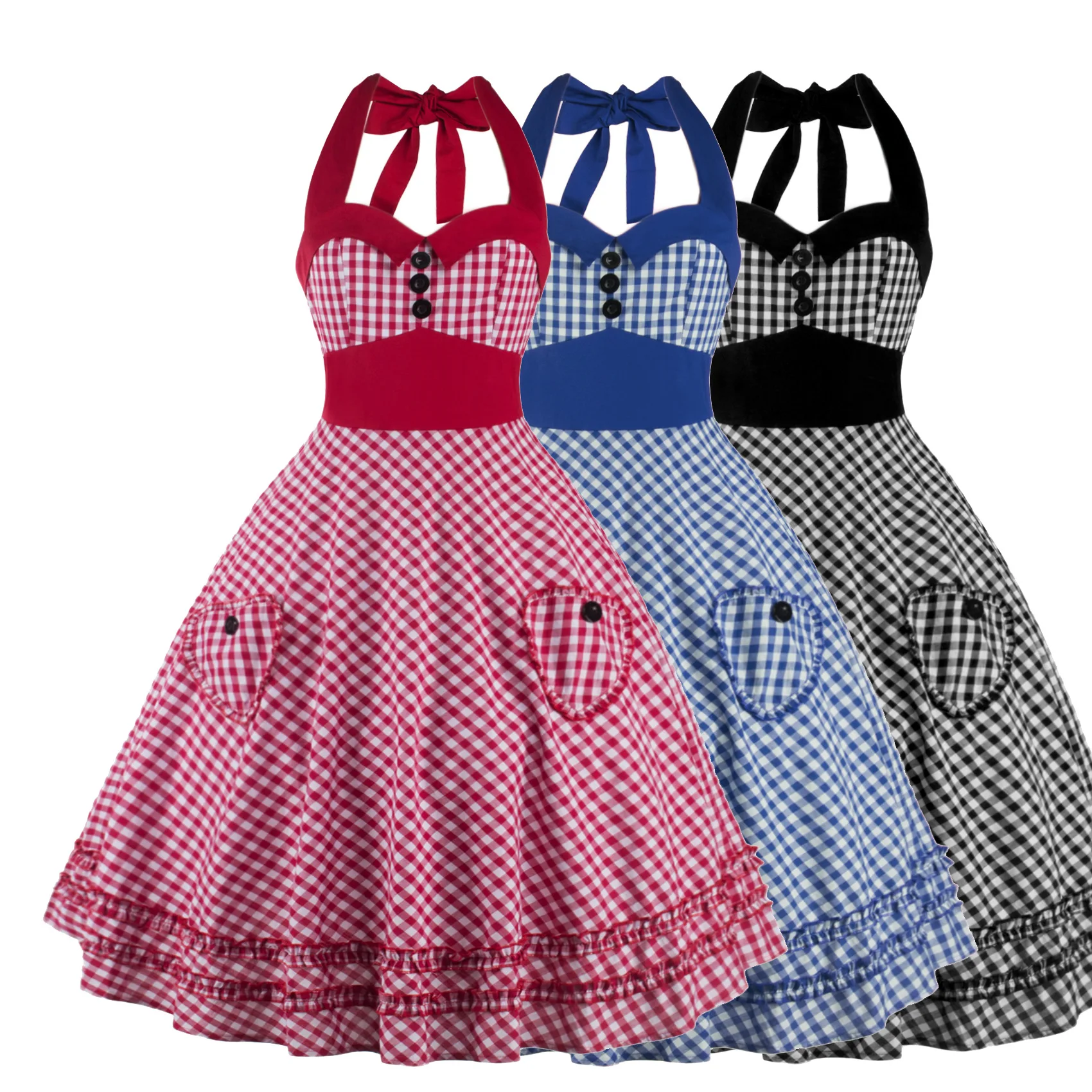 Women Dress Plus Size Summer Clothing 2017 Retro Swing Short Gown robe Pin up Dot Vintage 60s 50s Rockabilly Dresses