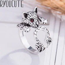Богемные винтажные 925 пробы серебряные кольца в виде кошки для женщин модные массивные Ювелирные изделия регулируемое кольцо на палец подарки для девочек
