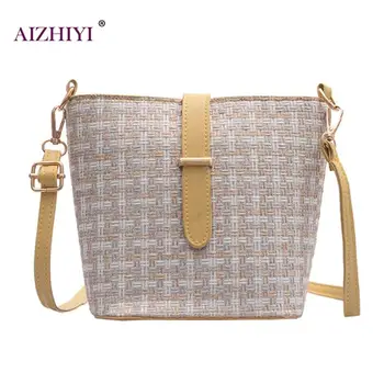 

Female Fashion Small Casual Crossbody Bags Woven Flap Bags Women Summer Shoulder Messenger PU Leather Zipper Small Bags